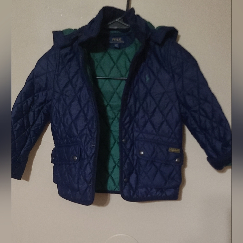 Polo by Ralph Lauren Kids Navy Quilted Jacket Size 4T Zip Off Hood
